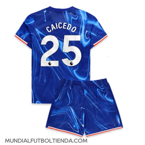 Camiseta Chelsea Moises Caicedo #25 Primera Equipación Replica 2024-25 para niños mangas cortas (+ Pantalones cortos)